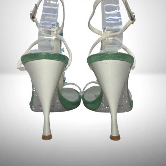 Rene Caovilla Laminato Verde Crystal Sandals – Size 37 - Picture 9 of 12